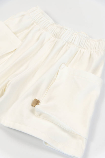 BAMBOOM Short bimba con tasche - 1137 - OFFWHITE 111