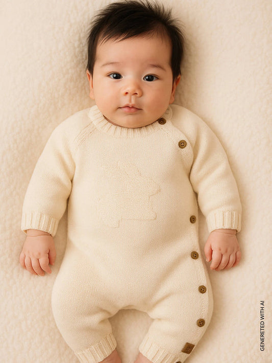 BAMBOOM Tutina aperta laterale con coniglio 1180TE00039 - Bianco 01 - AI