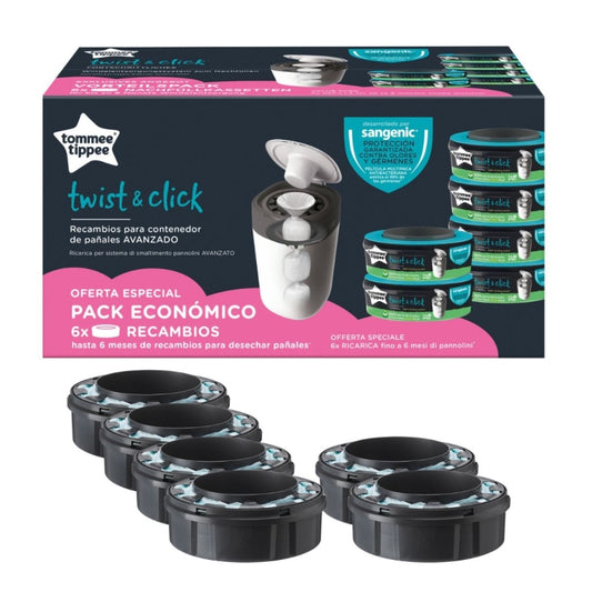 Tommee Tippee - Twist&click sangenic - ricarica 6 pz