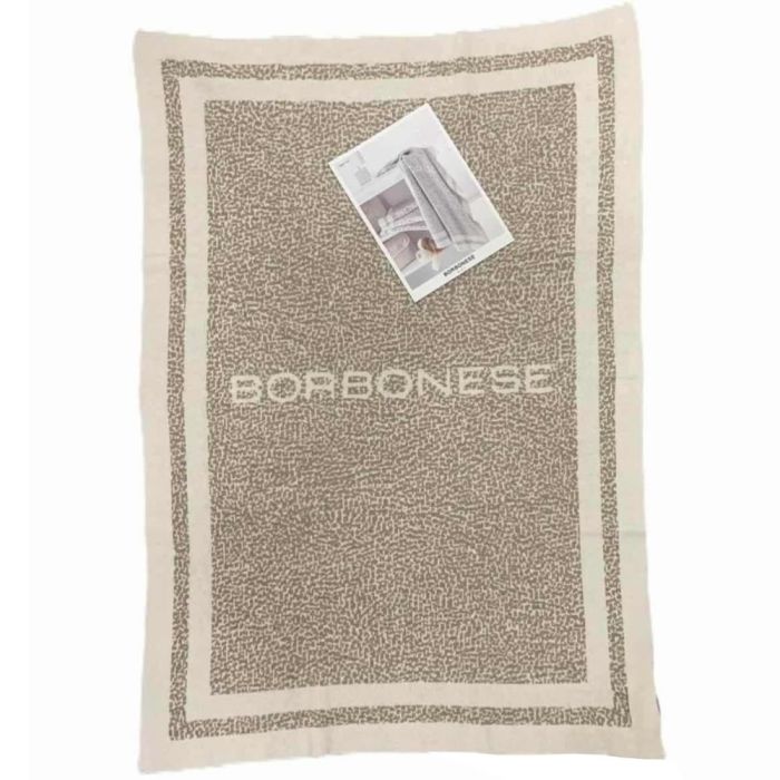 Borbonese Kids - 20 - Copertina JACQUARD in lana e cachemire - TWIST - marrone nocciola
