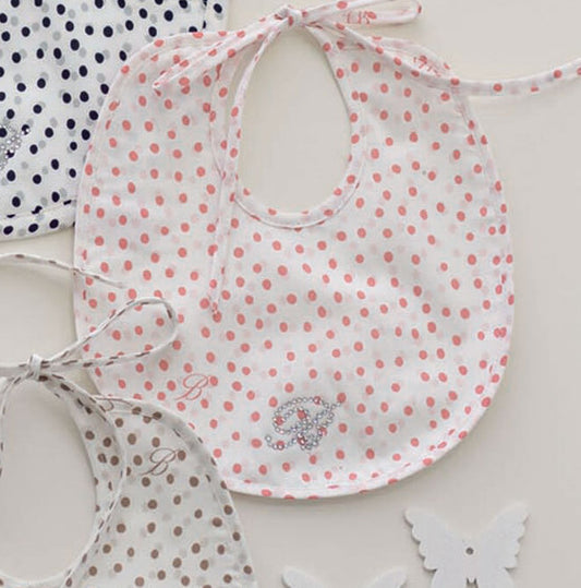 BLUMARINE BABY bavaglino bavetta neonato serie MALU - bianco pois corallo