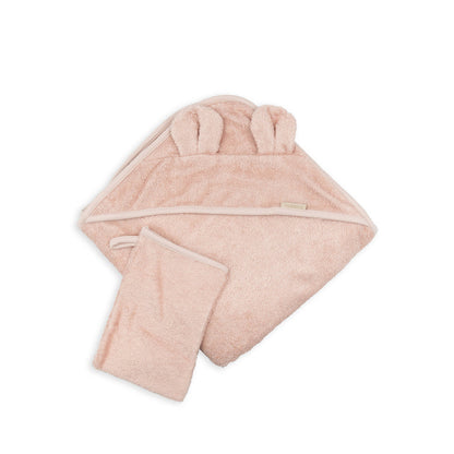 Bamboom Asciugamano con cappuccio neonato - orecchie + guanto - WARM PINK 426