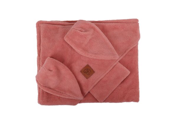 ALEMY Asciugamano neonato con orecchie XL - spugna di bambù - Peach