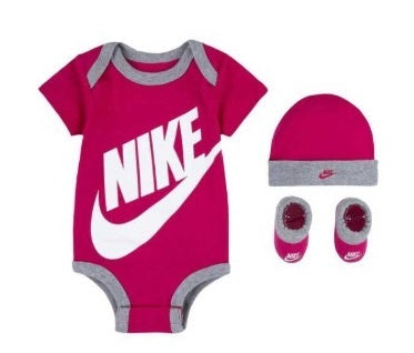 NIKE Set regalo 3pz - Body, Cappellino e Scarpine / babbucce - rush pink - 0-6m