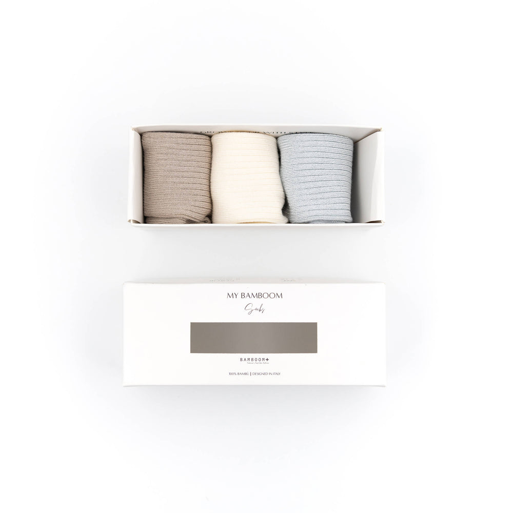 Bamboom 3PC in GIFT BOX Calze a Coste - Azzurro 03