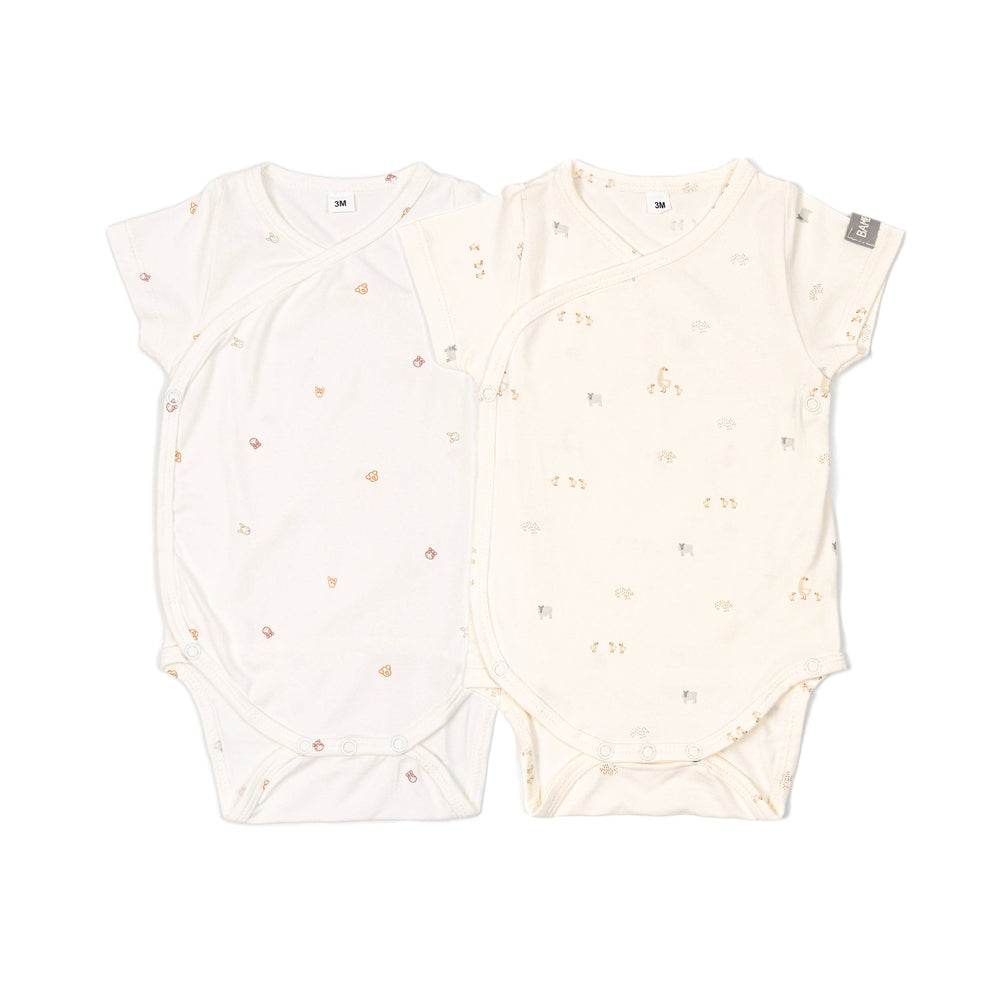 BAMBOOM confezione 2 Body maniche corte con bottoncini davanti - Print - Animal Friends .