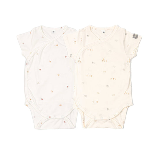 BAMBOOM confezione 2 Body maniche corte con bottoncini davanti - Print - Animal Friends .