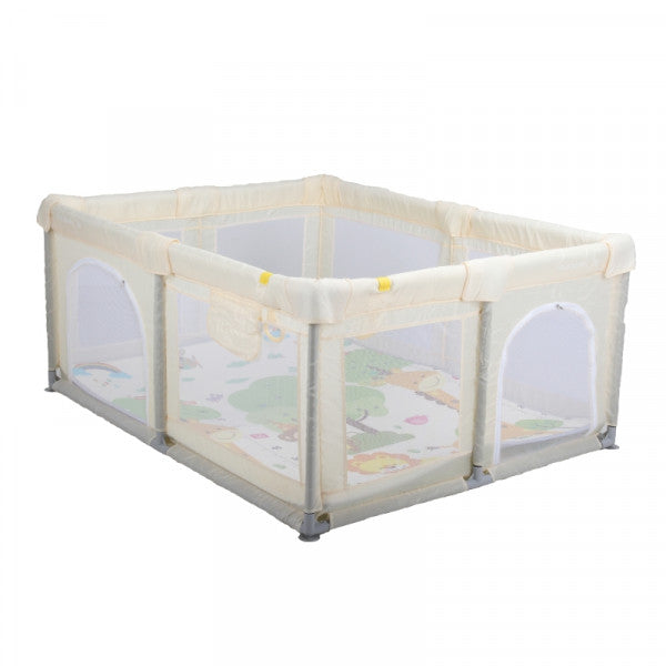 Aziamor - Box Recinto Parco Giochi 120x120x68cm + Tappeto da Gioco