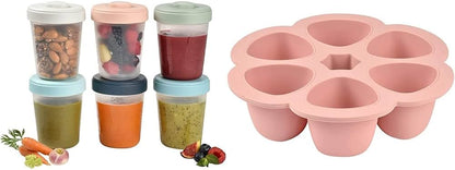 Béaba Contenitori multiporzione silicone (6 X 90ml) - arancione