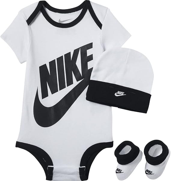 NIKE Set regalo 3pz - Body, Cappellino e Scarpine / babbucce - white black