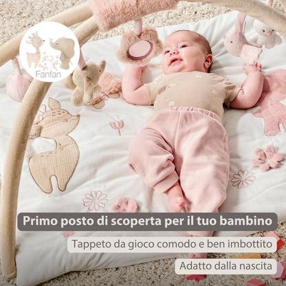 NATTOU FanFan Tappeto Gioco per Bambini con Archi Quadrato - 70 x 80 cm - Palestrina Attività Neonato - 759236