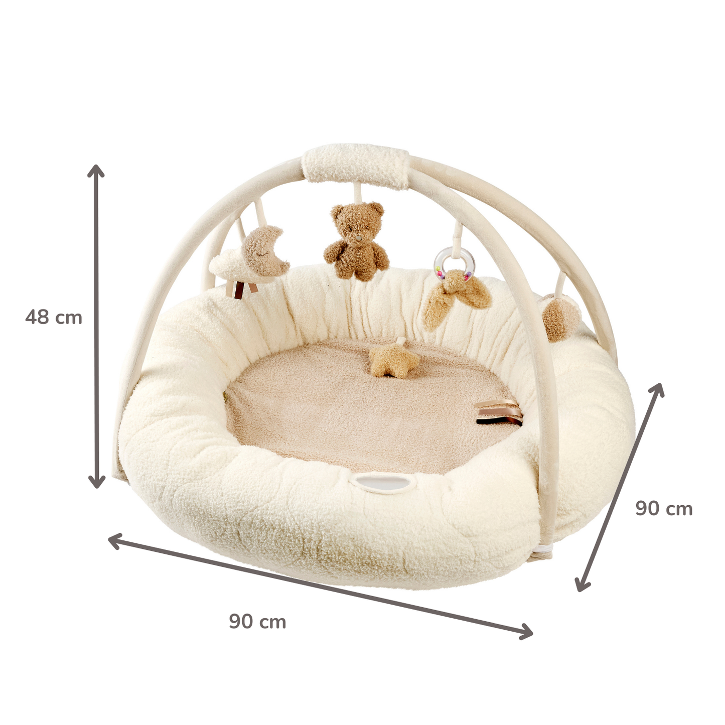NATTOU TEDDY Tappeto gioco neonato con archi rotondo - 90x90 cm - Palestrina attività bebè - Bordi imbottiti - 856409