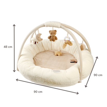 NATTOU TEDDY Tappeto gioco neonato con archi rotondo - 90x90 cm - Palestrina attività bebè - Bordi imbottiti - 856409