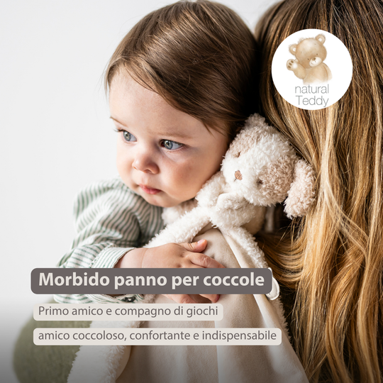 NATTOU TEDDY Doudou neonato con peluche - 27x27 cm - Doudou cane - Beige