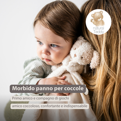 NATTOU TEDDY Doudou neonato con peluche - 27x27 cm - Doudou cane - Beige