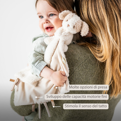 NATTOU TEDDY Doudou neonato con peluche - 27x27 cm - Doudou cane - Beige