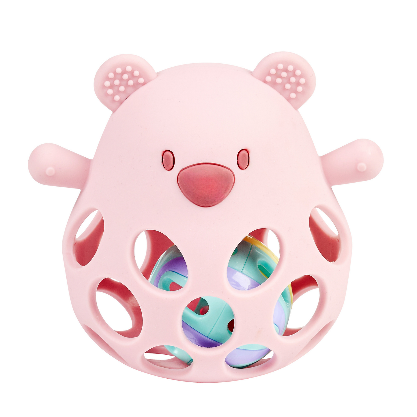 NATTOU Massaggiagengive Sonaglio con Palla Orso SILICONE - rosa