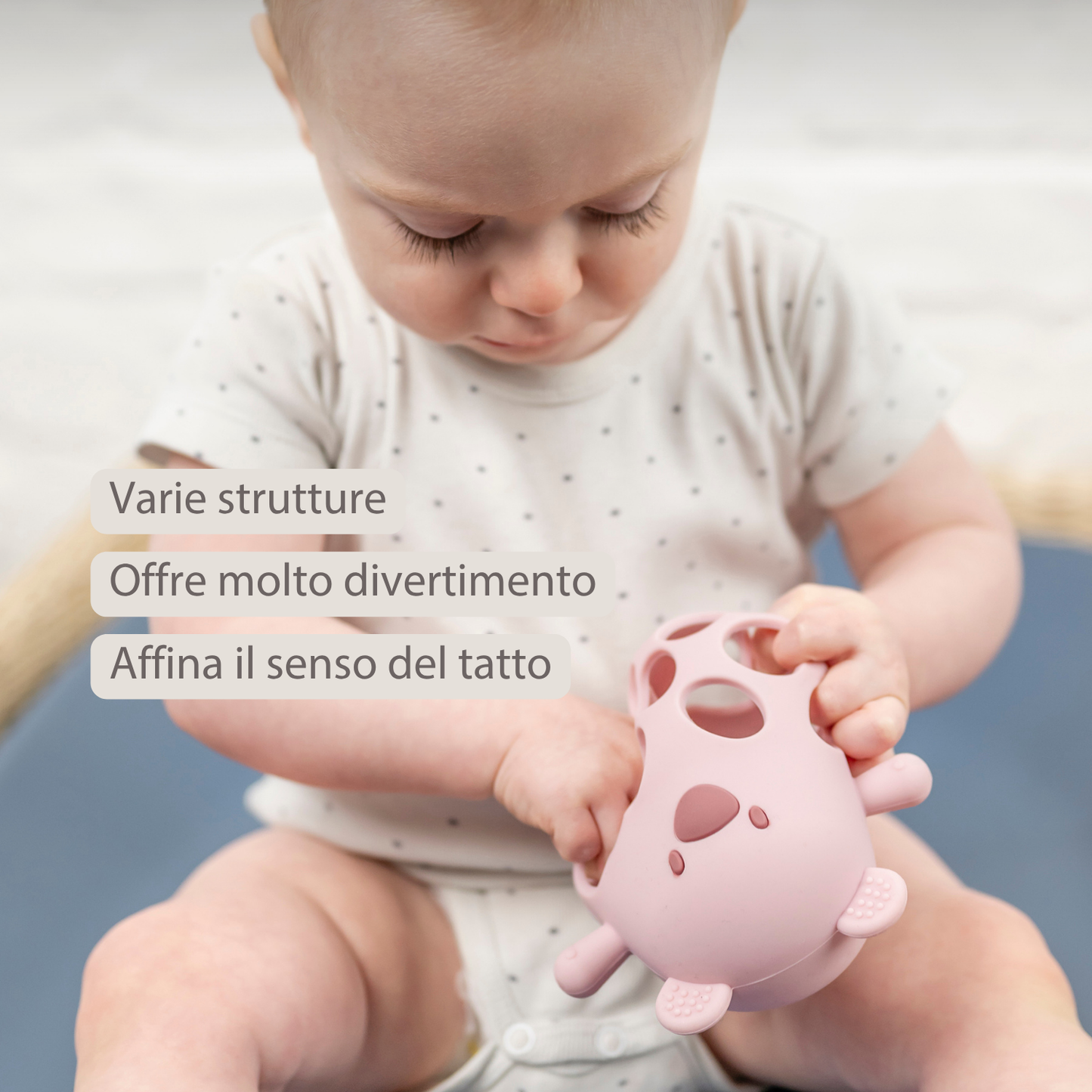NATTOU Massaggiagengive Sonaglio con Palla Orso SILICONE - rosa