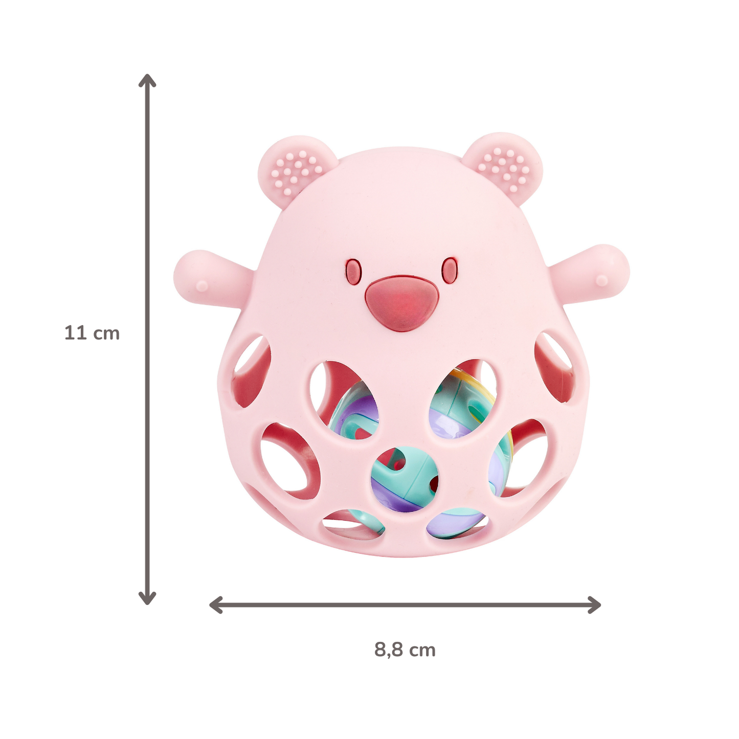 NATTOU Massaggiagengive Sonaglio con Palla Orso SILICONE - rosa