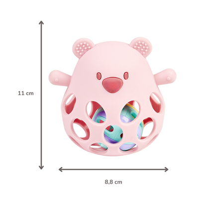 NATTOU Massaggiagengive Sonaglio con Palla Orso SILICONE - rosa