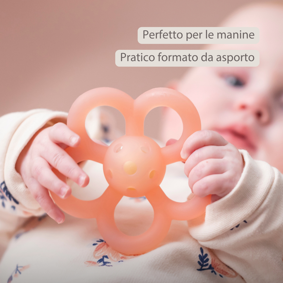 NATTOU Massaggiagengive  Sonaglio in silicone a forma di fiore - 10 cm - Rosa