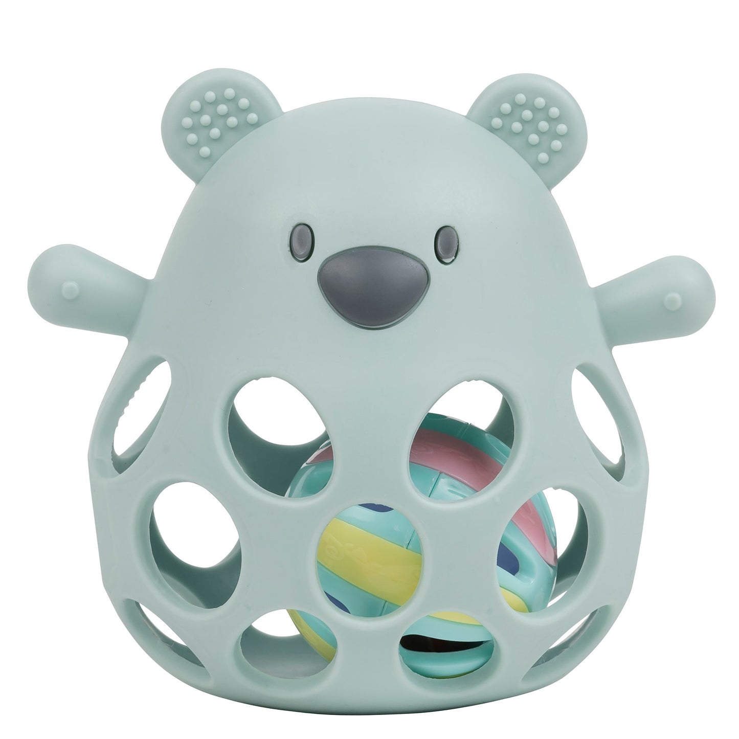 NATTOU Massaggiagengive Sonaglio con Palla Orso SILICONE - verde pastello