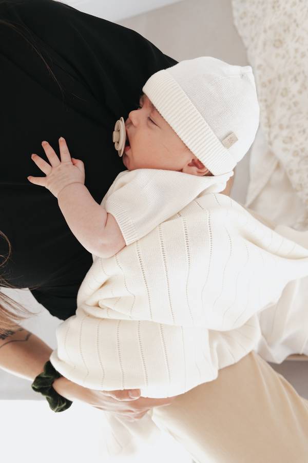 BAMBOOM Copertina righe knitted - 541 - Bianco 01