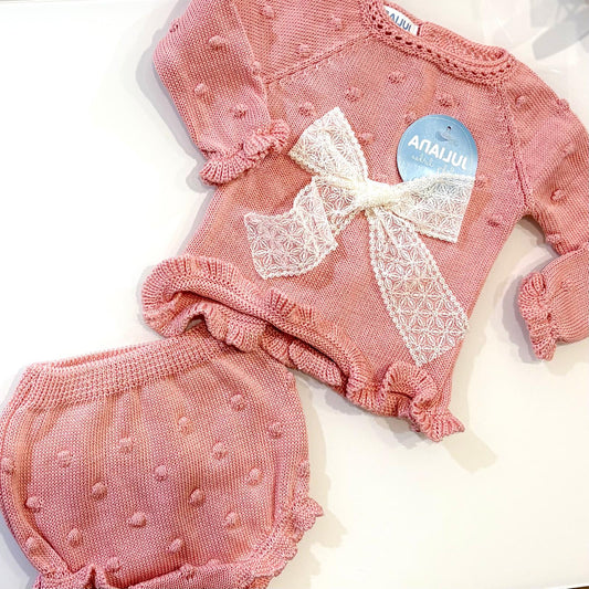 Juliana completo 2pz - maglia e culotte - J5095 - rosa polvere - 3m