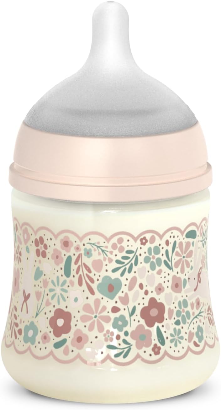 SUAVINEX - Biberon Wonder, 150 ml, Flusso S, 0+ mesi, Fiori Rosa