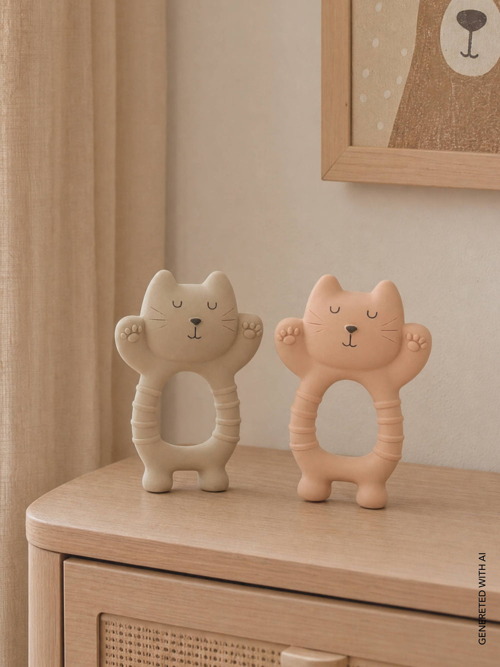 BAMBOOM - Gatto in Gomma Naturale per la dentizione - 624 - SAND 10