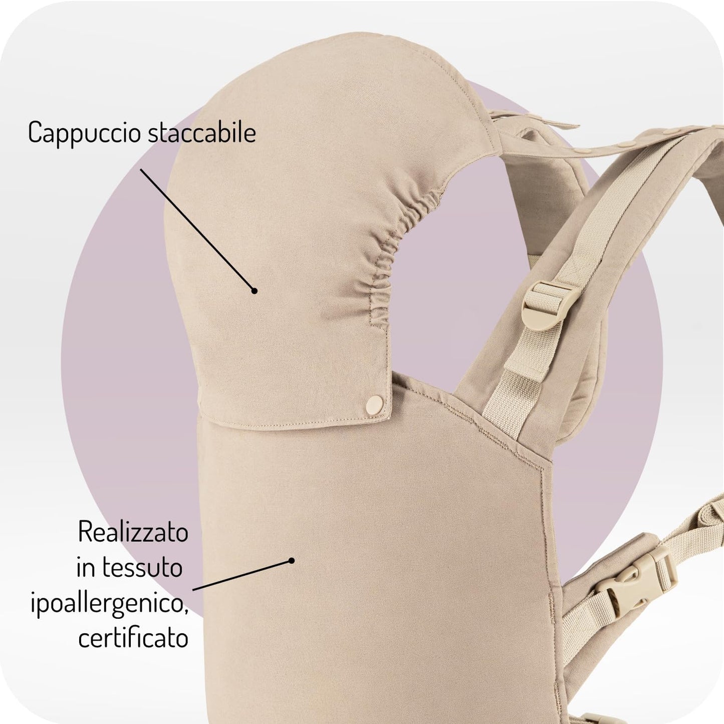MoMi - marsupio portabebé ergonomico COLLET - beige