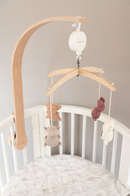 Bamboom Giostrina in legno con toys a maglia di Bambù - Animal Friends