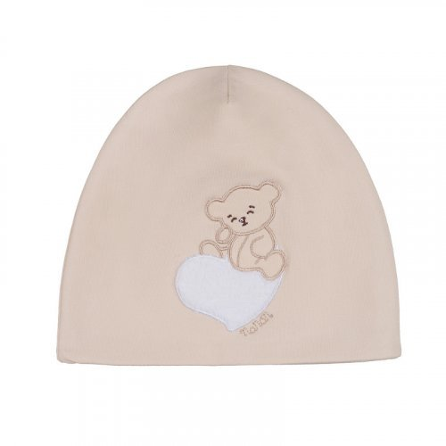 Nanan Berretta caldo cotone Orso su cuore Beige Taglia 1