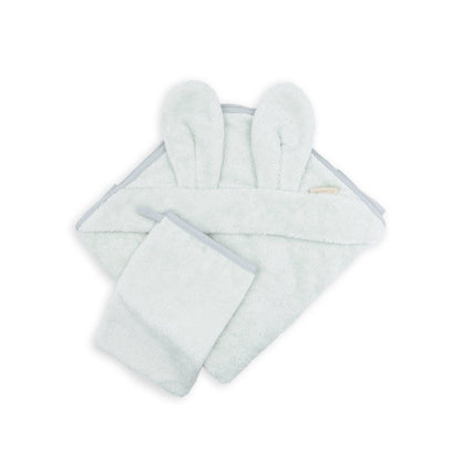 Bamboom Asciugamano neonato con orecchie + guanto - SKY GREY 352