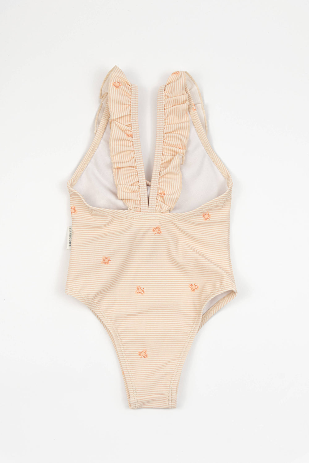 Bamboom Costume intero Tutina da mare bimba spalle volant - 976 - STRIPE AND LEAVES 433