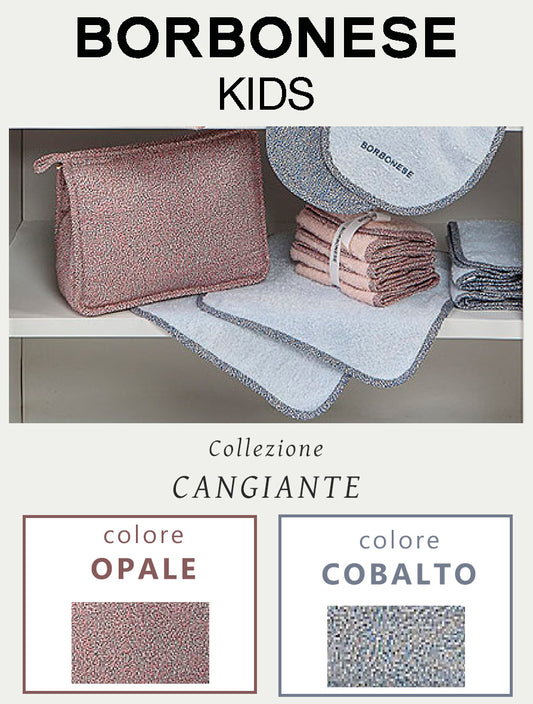 Borbonese Kids - 20 - Trousse 20x25 con 2 lavette / asciugamanini - CANGIANTE - colori assortiti