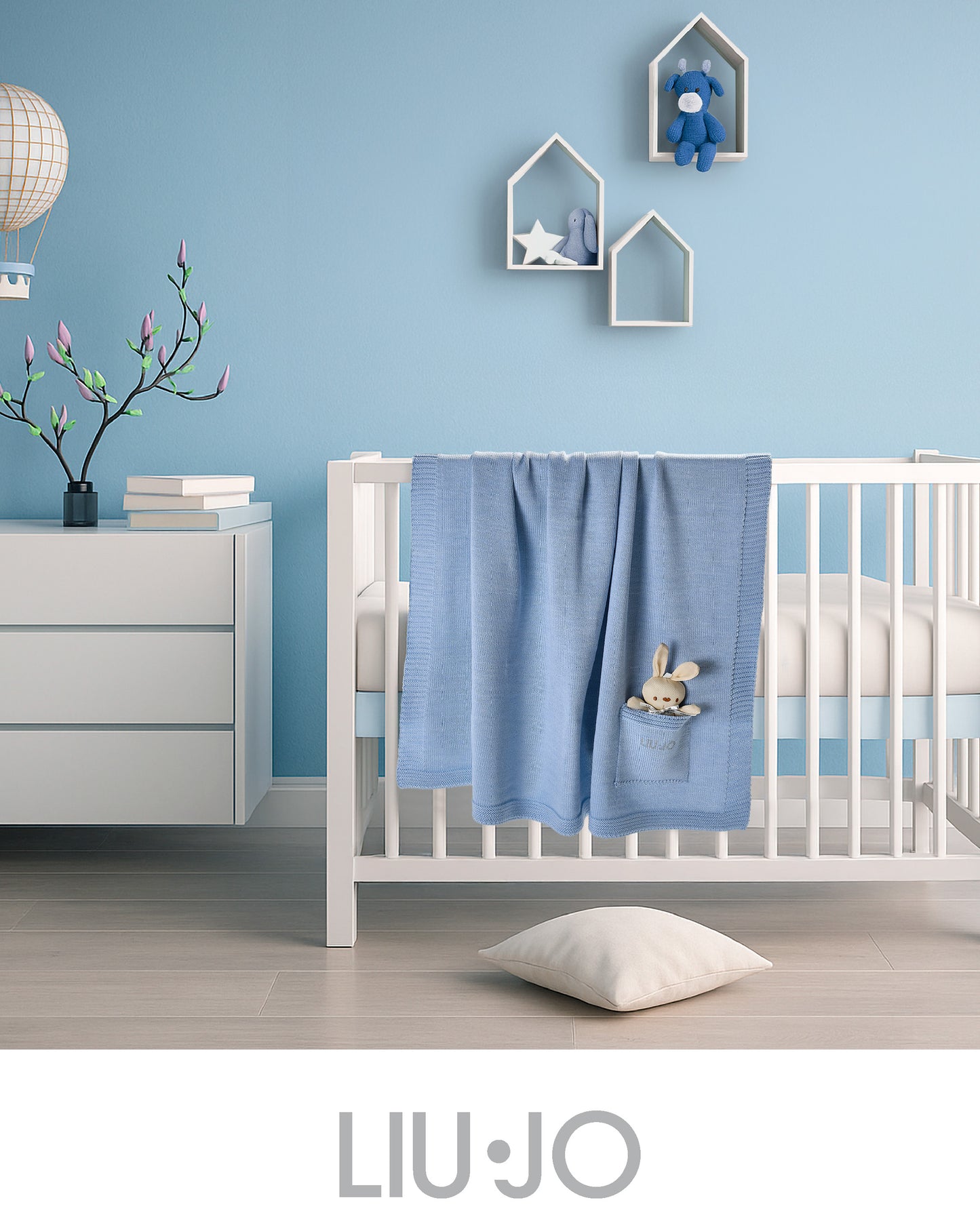 LiuJo Copertina culla carrozzina Liu Jo BUNNY cotone 90x85cm - BL675C.68 azzurro