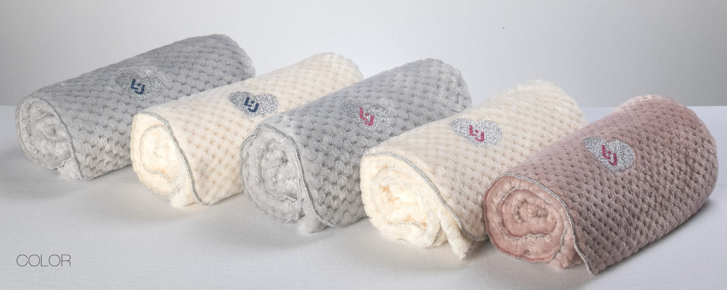 LiuJo Copertina LJ Glitter Liu Jo in caldo e morbido pile - avorio e logo fucsia