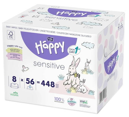 HAPPY - Salviettine Sensitive con aloe - MULTIPACK (8x56pz)