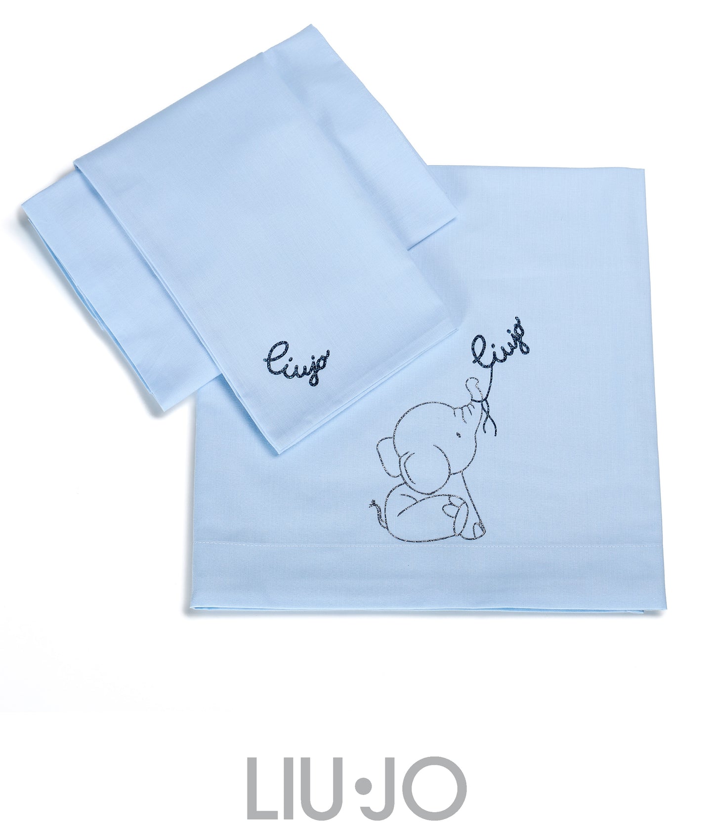 LIUJO Set Lenzuola 3pz Carrozzina ELEFANTINO - azzurro