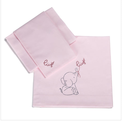 LIUJO Set Lenzuola 3pz Carrozzina ELEFANTINO - rosa