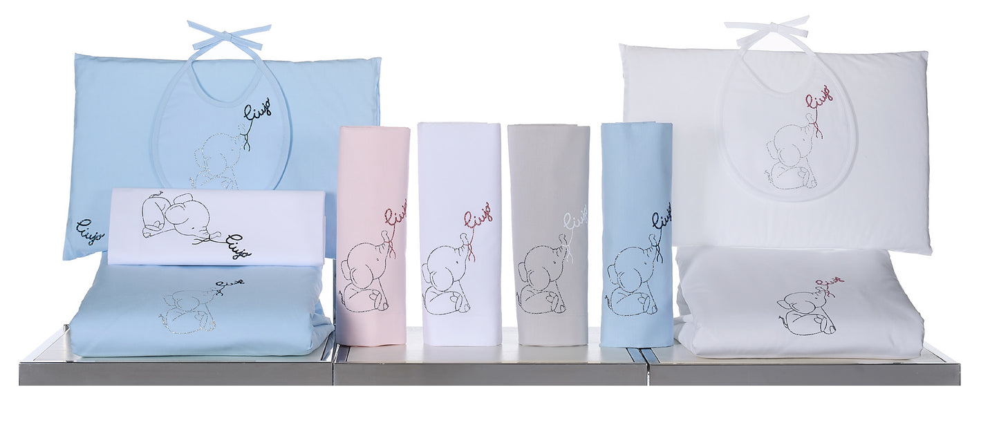 LIUJO Set Lenzuola 3pz Carrozzina ELEFANTINO - rosa