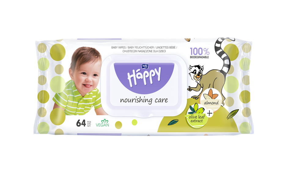 HAPPY - Salviettine mandorla e olive (64pz)