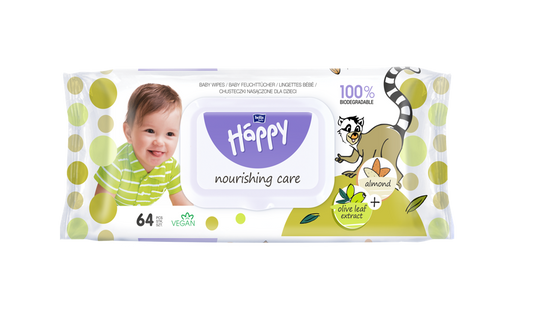 HAPPY - Salviettine mandorla e olive (64pz)