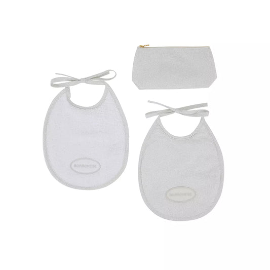 BORBONESE Mini pochette / Bustina con 2 bavaglini OP KIDS Borbonese - perla