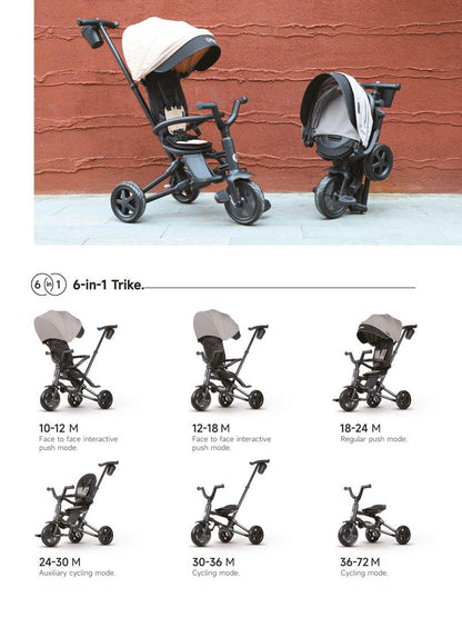 Qplay - Triciclo NOVA Niello 6in1 - da 10 mesi a 72 mesi - GREY