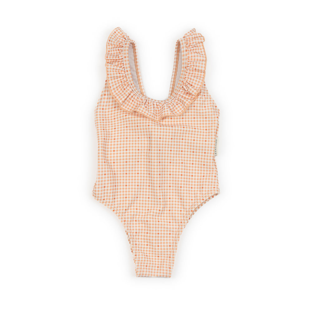 Bamboom Costume intero Tutina da mare bimba spalle volant - 976 - PEACHY SQUARE 434