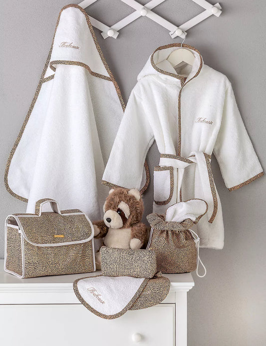 Borbonese Kids - 20 - Accappatoio neonato quadrato SPLENDIDO - marrone