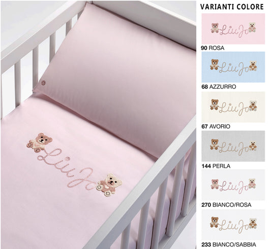 LiuJo Parure Culla Carrozzina 4pz - BEAR LJ - BL636C colore Bianco Sabbia