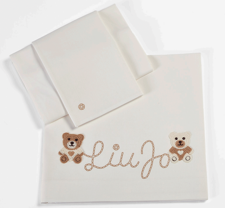 LIUJO Set Lenzuola 3pz Carrozzina BEAR LJ - BL635C.67 avorio sabbia